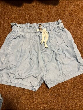 Zenana Outfitters Light Blue Paperbag Waist Shorts
